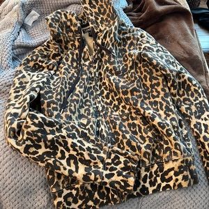 Lucky Brand cheetah print zip up hoodie
